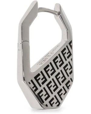 Fendi Geometrischer Ohrring Mit Ff-Logo - Weiß