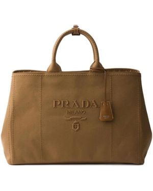 Prada Sac Cabas À Logo Embossé - Marron