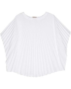 Blanca Vita Plissé Half-Sleeved Blouse - White