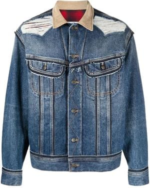 Maison Margiela X Pendleton Distressed Denim Jacket - Blue
