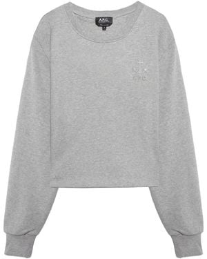 A.P.C. Anchor-Embroidered Sweatshirt - Gray