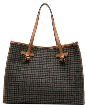 Gianni Chiarini Grand Cabas Marcella À Motif Pied-De-Poule - Black