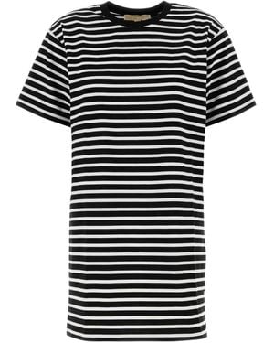 MICHAEL Michael Kors Striped Cotton T-Shirt Mini Dress - Black