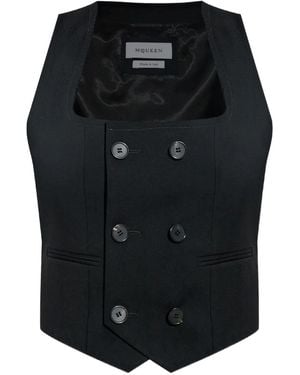 McQueen ウールベスト - ブラック