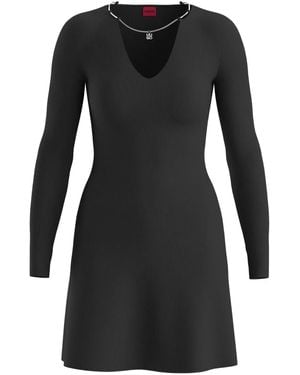 HUGO Necklace-Detail Mini Dress - Black