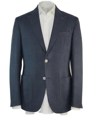 Eleventy Plaid Notch-Lapel Blazer - Blue