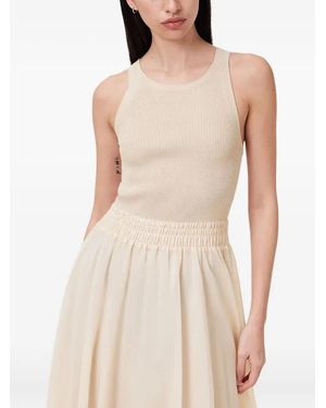 AllSaints Ribbed Knit Smocked-Waist Dress - Natural