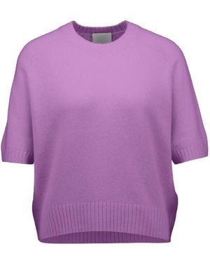Allude Kurzärmeliger Kaschmirpullover - Lila