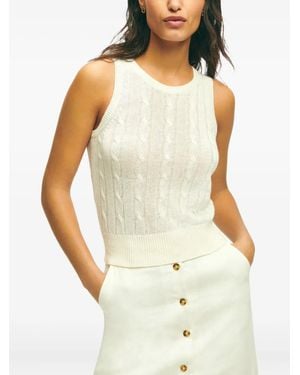 Brooks Brothers Cable-Knit Sleeveless Top - White