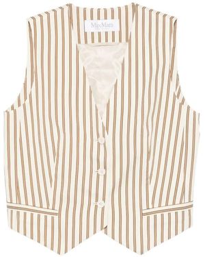 Max Mara Striped V-Neck Waistcoat - Natural