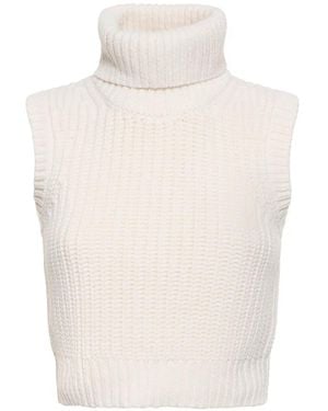 Michael Kors Ribbed High-Collar Vest - White