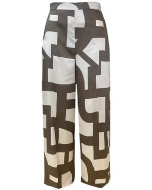 Marella Geometric-print Palazzo Pants - White