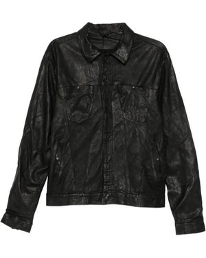 Giorgio Brato Veste À Col En Cuir - Noir