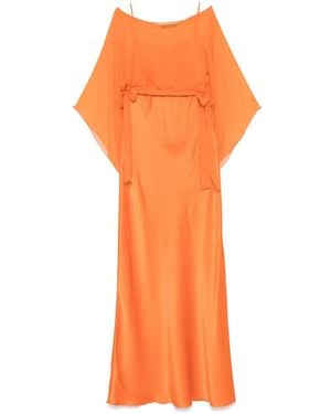 Alberta Ferretti Robe Longue À Détail De Cape - Orange