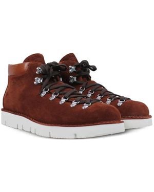 Fracap Suede Lace-Up Hiking Boots - Brown