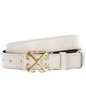 Off-White c/o Virgil Abloh Signature Arrows Motif-Buckle Leather Belt - White