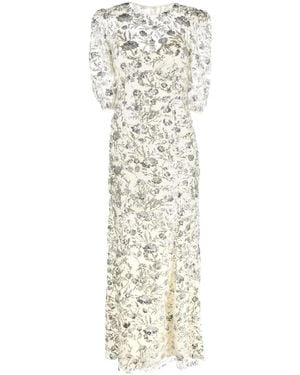 Self-Portrait Sequin-Embellished Maxi Dress - White