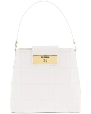 Moschino Bolso Shopper Acolchado Con Cierre Giratorio - Blanco