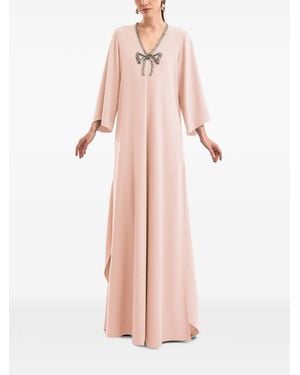 Gemy Maalouf Crystal-Bow Maxi Dress - Pink