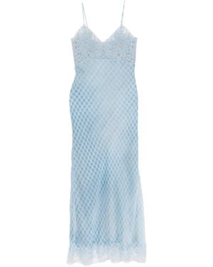 Ermanno Scervino Lace Gingham Midi Dress - Blue