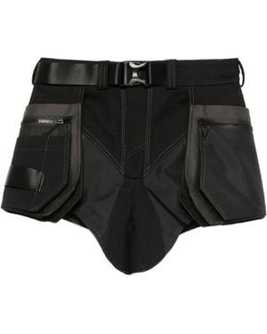 Mugler Pantalones Cortos Con Cinturón - Negro
