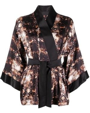 Tessitura Body Couture Snake-Print Blouse - Brown