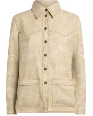 Etro Jacquard Floral Denim Jacket - Natural