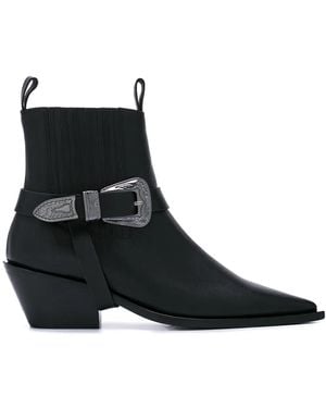Anine Bing Women's Rochelle Mid - Heel Western Booties - Black