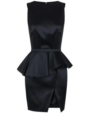 Elisabetta Franchi Robe Courte En Tissu Gazar À Volants - Noir