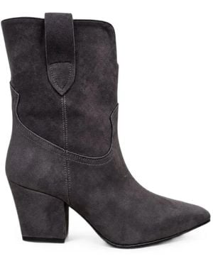 Poche Paris Bottes De Cowboy Čizme En Daim À Bout Pointu - Black