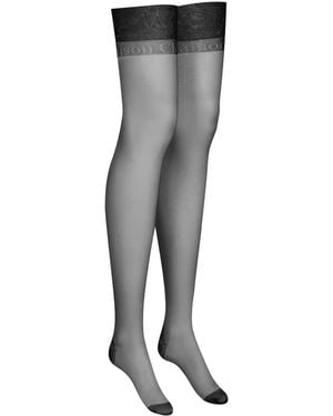 Maison Close Logo-Intarsia Semi-Sheer Stockings - Black