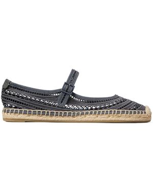 Tory Burch Open Geweven Mary Jane Espadrilles - Wit