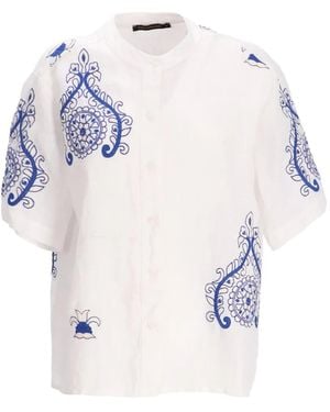 Greek Archaic Kori Short-Sleeve Paisley-Print Shirt - Blue