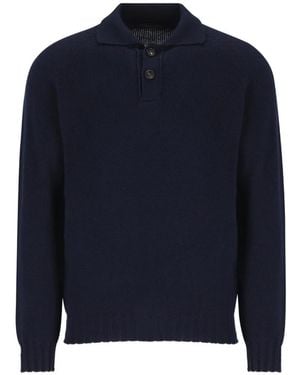 Tagliatore Pullover Mit Geknöpftem Kragen - Blau