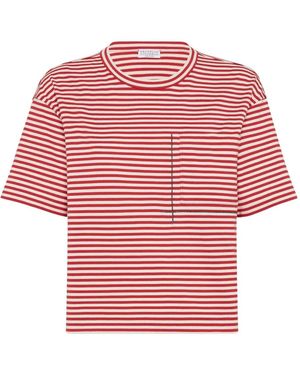 Brunello Cucinelli T-Shirt À Rayures - Red