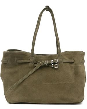 Marge Sherwood Buckled Suede Tote Bag - Green
