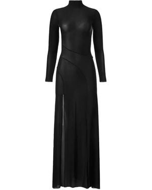 Mia Peculiar Turtleneck Side-Split Maxi Dress - Black