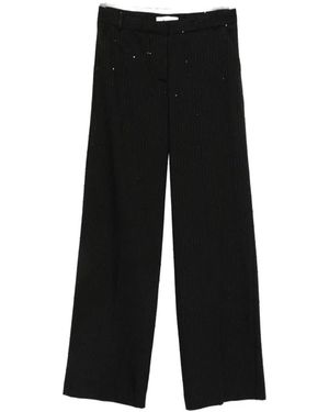 ERMANNO FIRENZE Crystal-Embellished Pinstripe Pants - Black