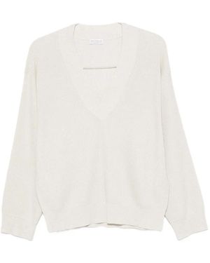Brunello Cucinelli V-Neck Jumper - White