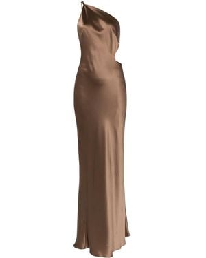Michelle Mason Asymmetrical Design Silk Gown - Brown