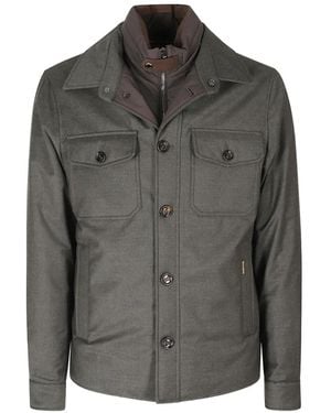 Moorer Button-Up Layered-Insert Jacket - Grey