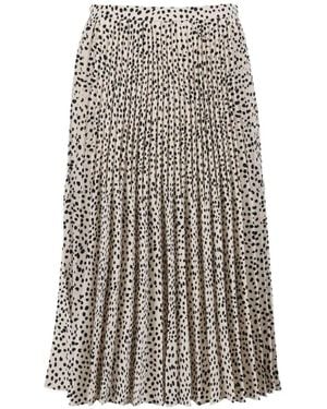 Max Mara Gonna Legno Pleated Polka Dot Skirt - White
