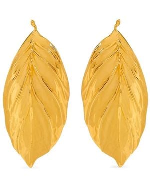 Oscar de la Renta Small Leaf Earrings - Yellow