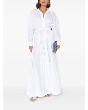 Norma Kamali Boyfriend Belted Shirt Maxi Dress - White