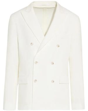 Paolo Pecora Linen Double-Breasted Blazer - White