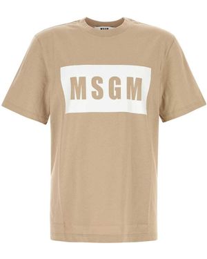 MSGM Logo-Print T-Shirt - Natural