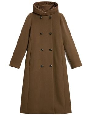 Woolrich Double-Breasted Hooded Coat - Brown