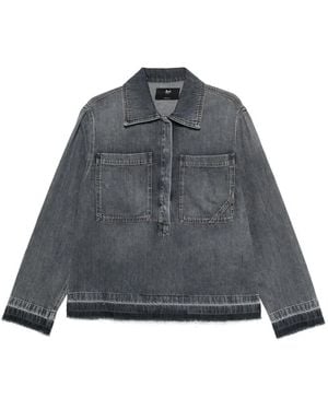 3x1 Top Vaquero Con Dobladillo Deshilachado - Gris