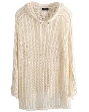 THUG CLUB Open-Knit Hoodie - White