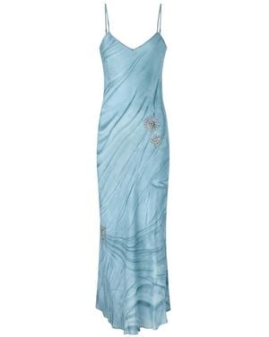 Pinko Fluid Slip Dress With Placed Jewel Print - Blue